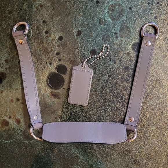COACH DARK GRAY LEATHER REPLACEMENT SHOULDER STRAP & HANGTAG - Picture 3 of 16